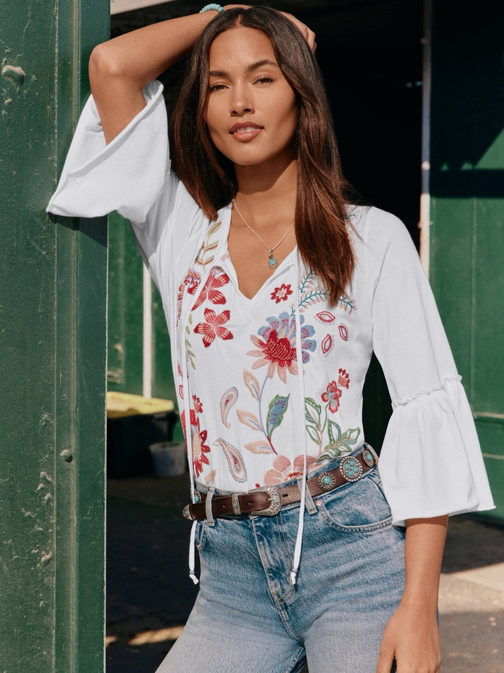 JOHNNY WAS Ruffle Sleeve Shirt J10525